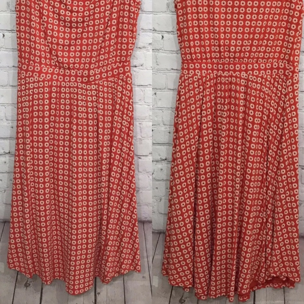 Anthropologie Dress Maeve Vintage Orange Print Sleeveless A-Line Stretch New S - Picture 5 of 10